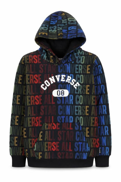 Front view of Converse Teens Multicoloured Pullover Hoodie, size 4, Graphic Print