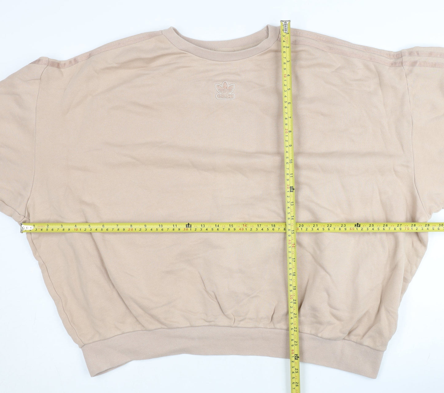 Adidas Womens Beige Crew Neck Short Sleeve Sweatshirt Size 12