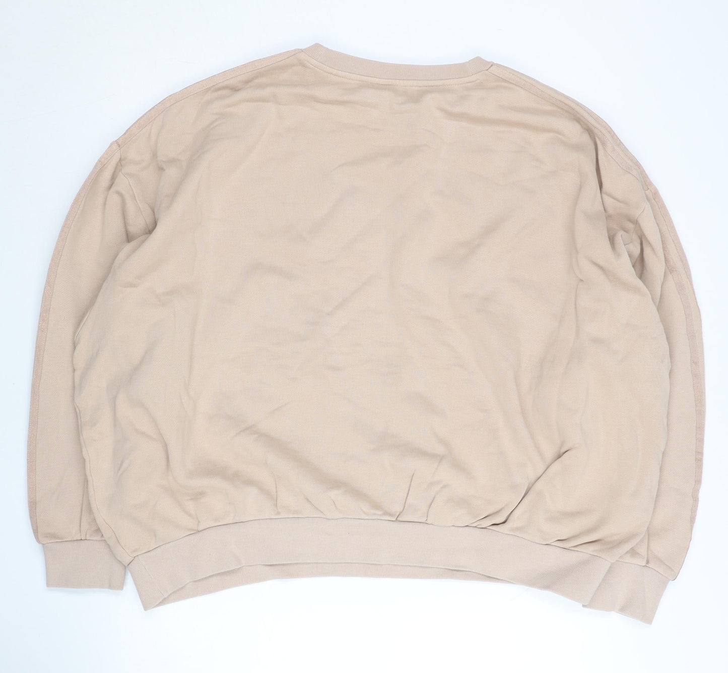 Adidas Womens Beige Crew Neck Short Sleeve Sweatshirt Size 12