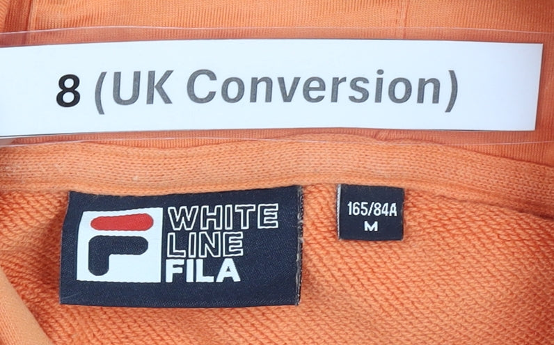 Fila Women’s Orange Pullover Hoodie Size 8 Logo Sportswear