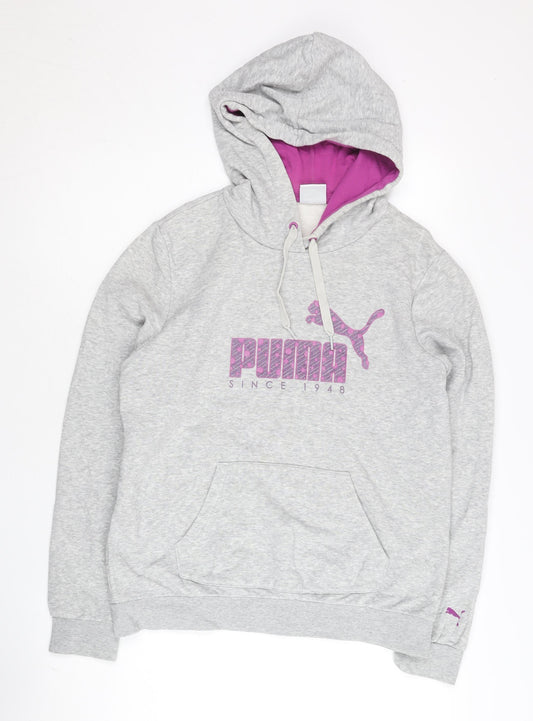 Puma Womens Grey XL Pullover Hoodie Sweatshirt Logo Sportswear