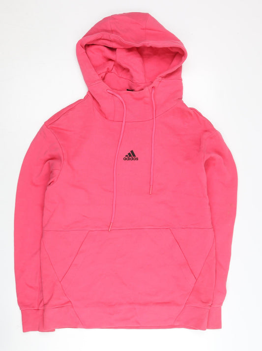 Adidas Women’s Pink Pullover Hoodie Size 14 UK Cotton Logo Sportswear