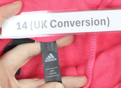 Adidas Women’s Pink Pullover Hoodie Size 14 UK Cotton Logo Sportswear
