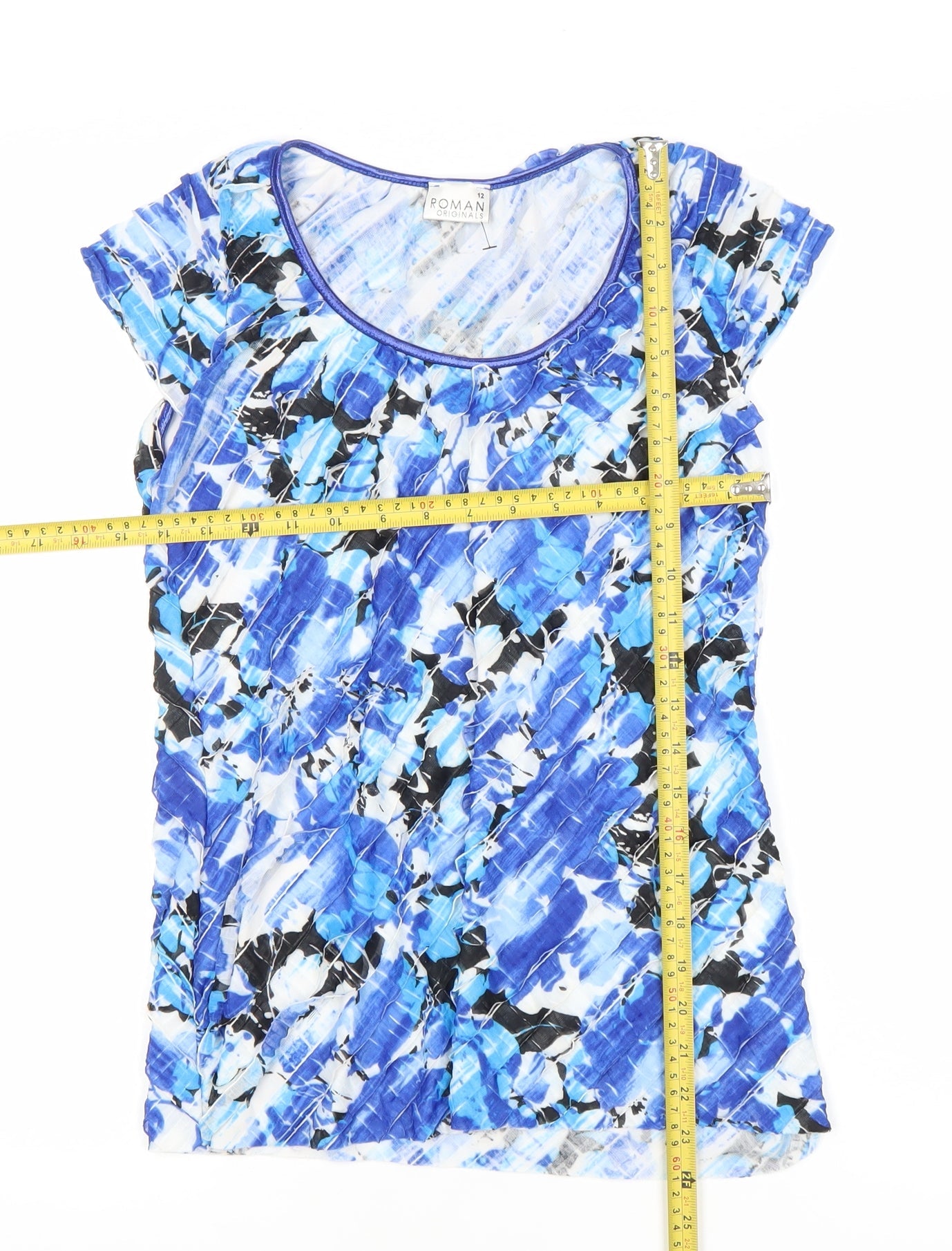 Womens UK Size 12 Roman Originals Blue Basic T-Shirt