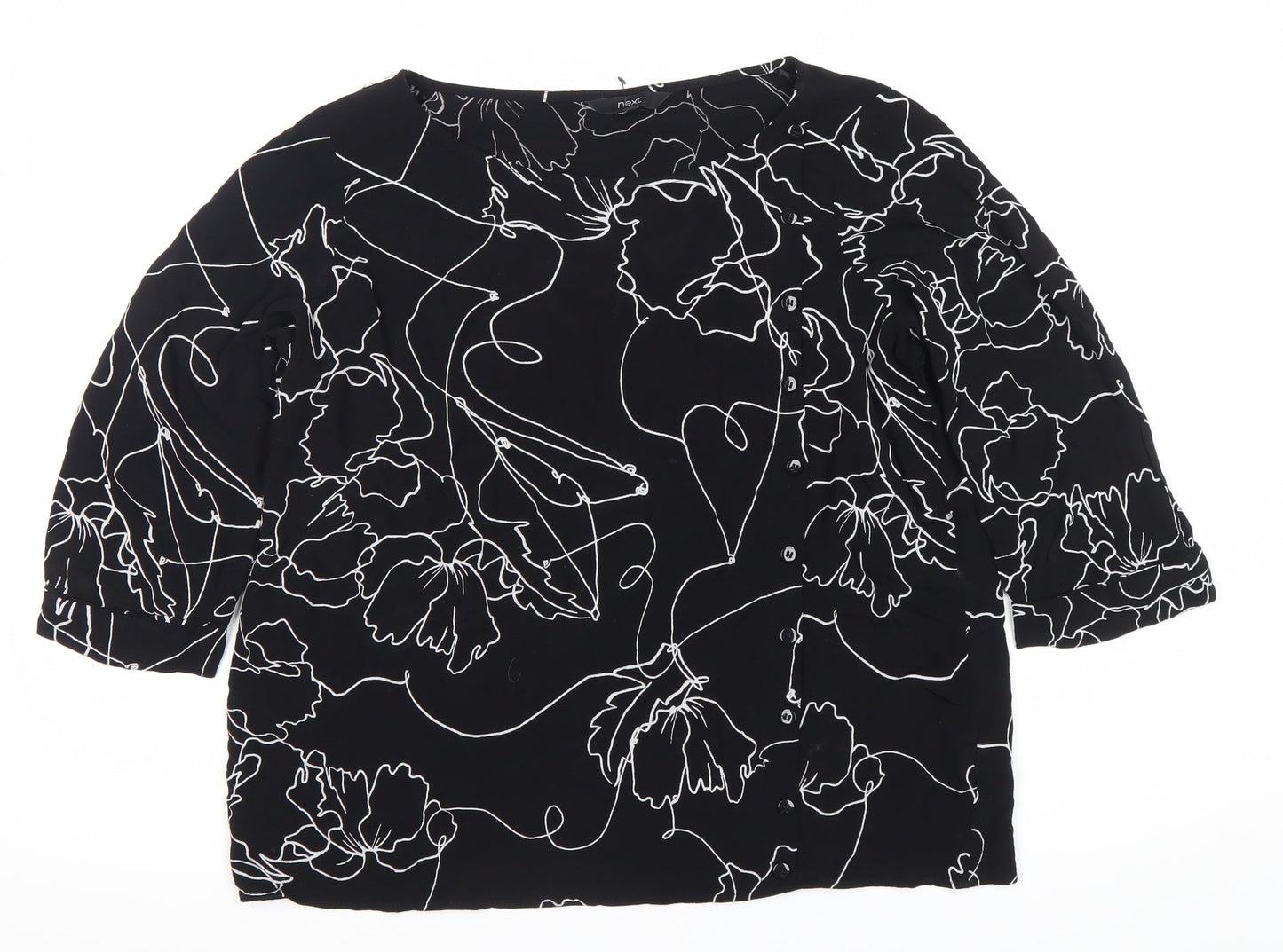 Womens UK Size 16 NEXT Black Tunic Blouse