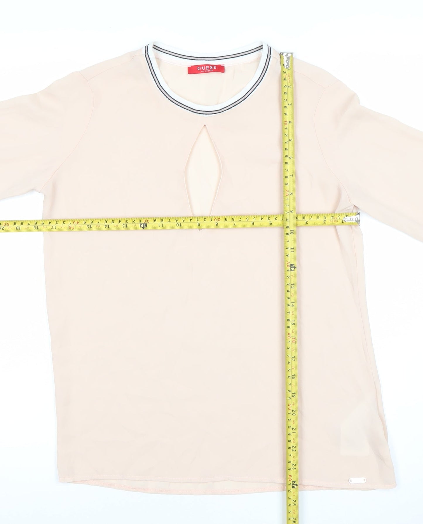 Guess Womens Beige Long Sleeve Chiffon Blouse Size S