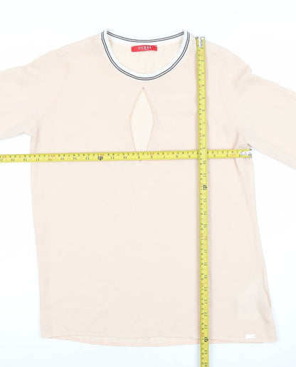 Guess Womens Beige Long Sleeve Chiffon Blouse Size S