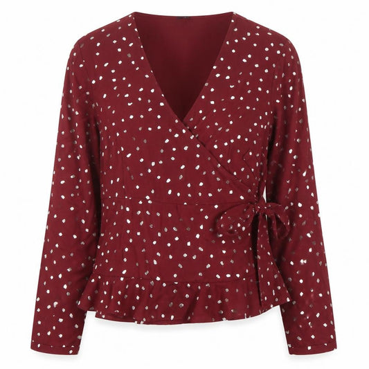 Womens UK Size XL VERO MODA Red Wrap Blouse