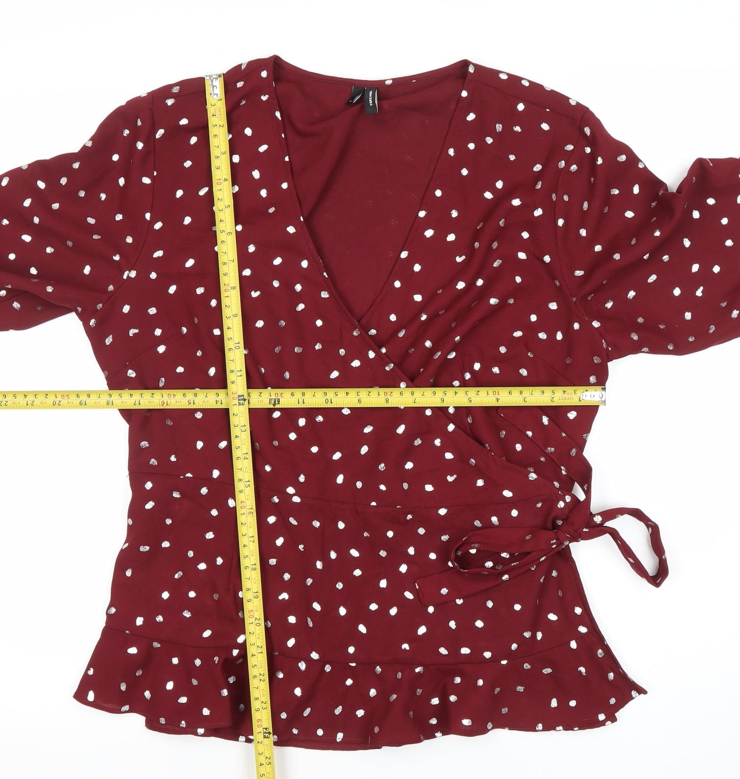Womens UK Size XL VERO MODA Red Wrap Blouse
