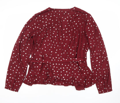 Womens UK Size XL VERO MODA Red Wrap Blouse
