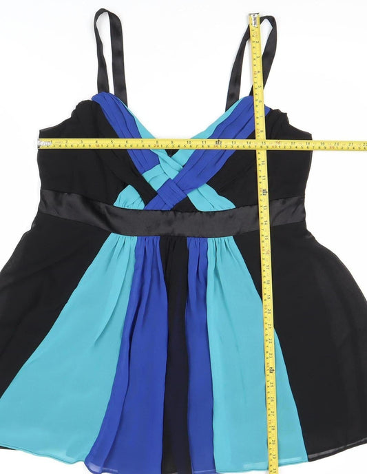 Evans Womens Plus Size 20 Black Colourblock Chiffon V-Neck Camisole Top