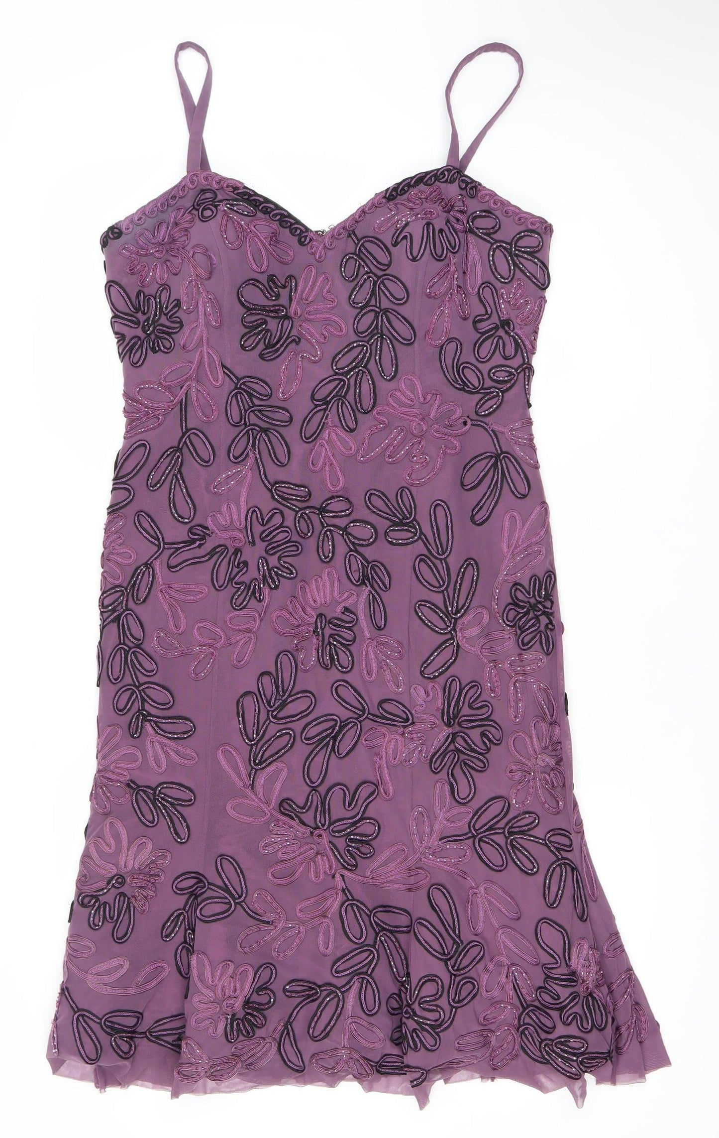 Yeni Infantino Women’s Purple Size 14 Slip Dress Beaded Floral V-Neck