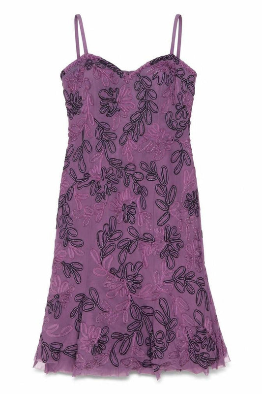 Yeni Infantino Women’s Purple Size 14 Slip Dress Beaded Floral V-Neck