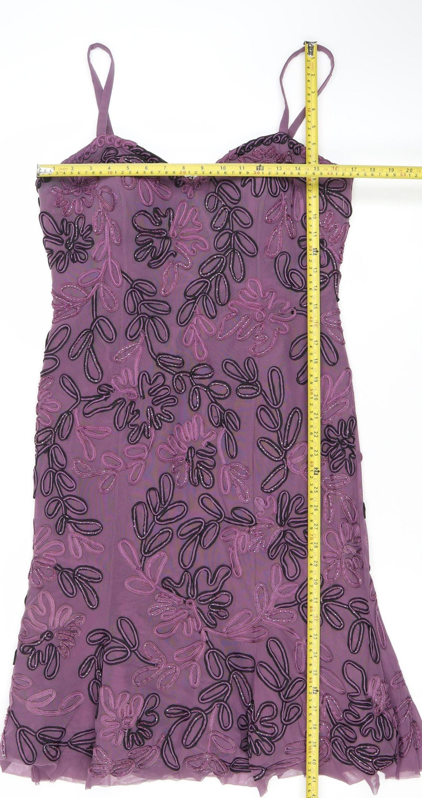 Yeni Infantino Women’s Purple Size 14 Slip Dress Beaded Floral V-Neck