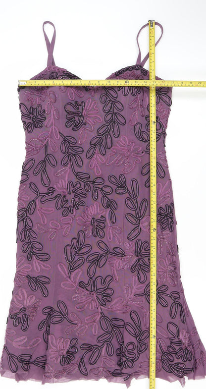 Yeni Infantino Women’s Purple Size 14 Slip Dress Beaded Floral V-Neck