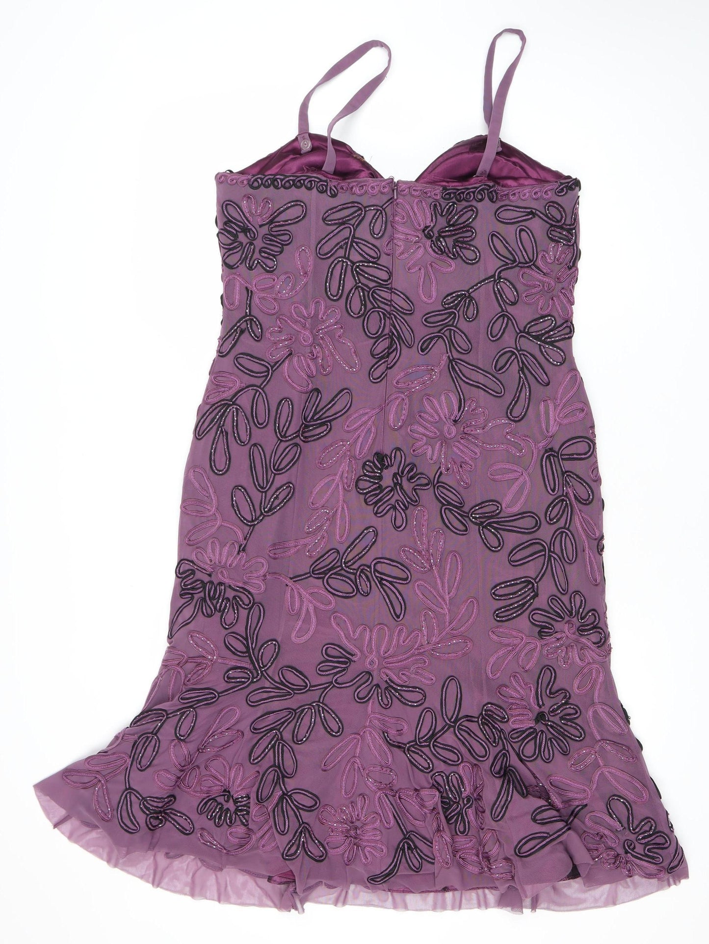 Yeni Infantino Women’s Purple Size 14 Slip Dress Beaded Floral V-Neck