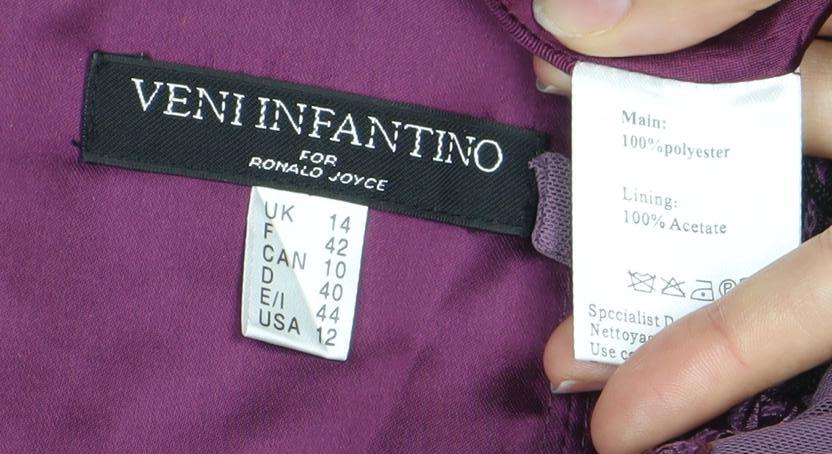 Yeni Infantino Women’s Purple Size 14 Slip Dress Beaded Floral V-Neck