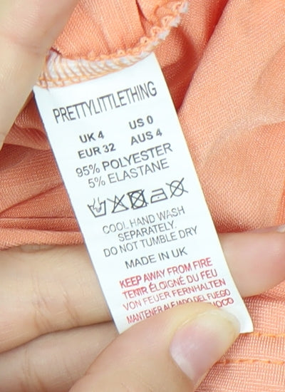 PrettyLittleThing Women’s Orange Strapless Bodycon Dress Size 4