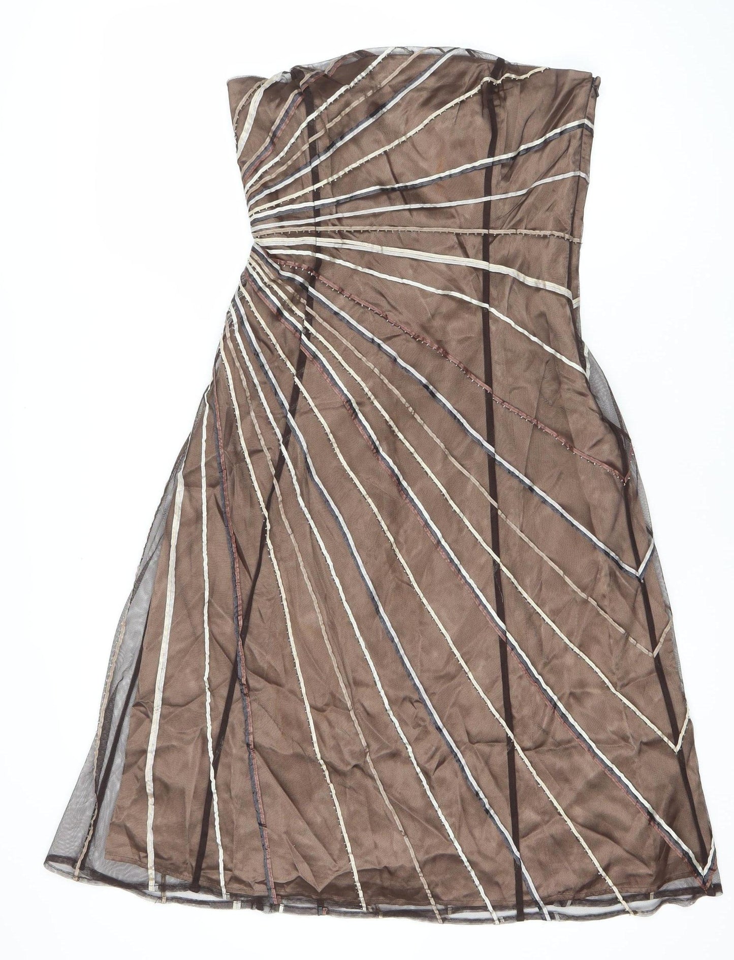 Coast Women Brown Strapless Knee Length Party Dress Size 10