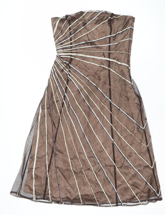 Coast Women Brown Strapless Knee Length Party Dress Size 10