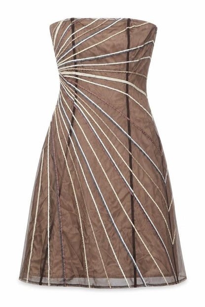 Coast Women Brown Strapless Knee Length Party Dress Size 10