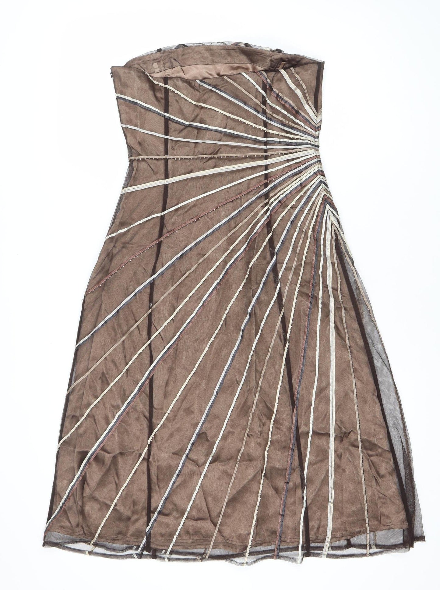 Coast Women Brown Strapless Knee Length Party Dress Size 10