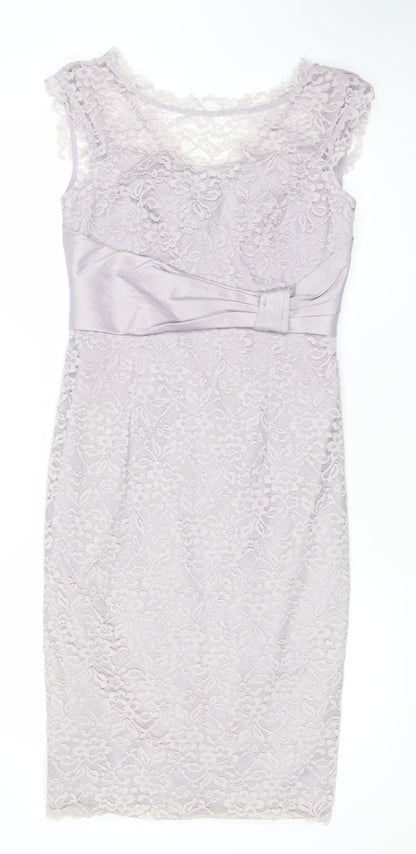Ispritio Women’s Purple Lace Sheath Dress Size 10 V-Neck Cocktail