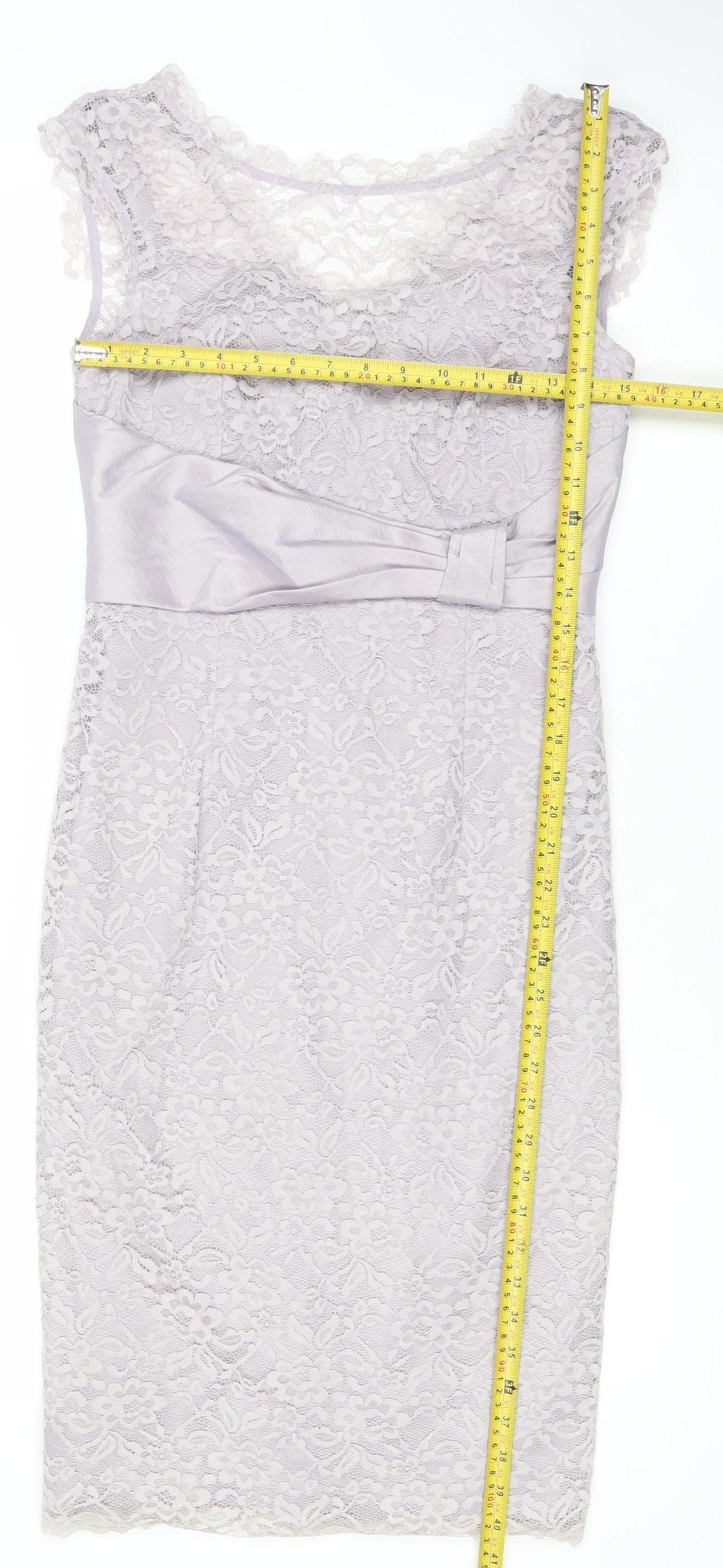 Ispritio Women’s Purple Lace Sheath Dress Size 10 V-Neck Cocktail