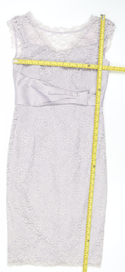 Ispritio Women’s Purple Lace Sheath Dress Size 10 V-Neck Cocktail