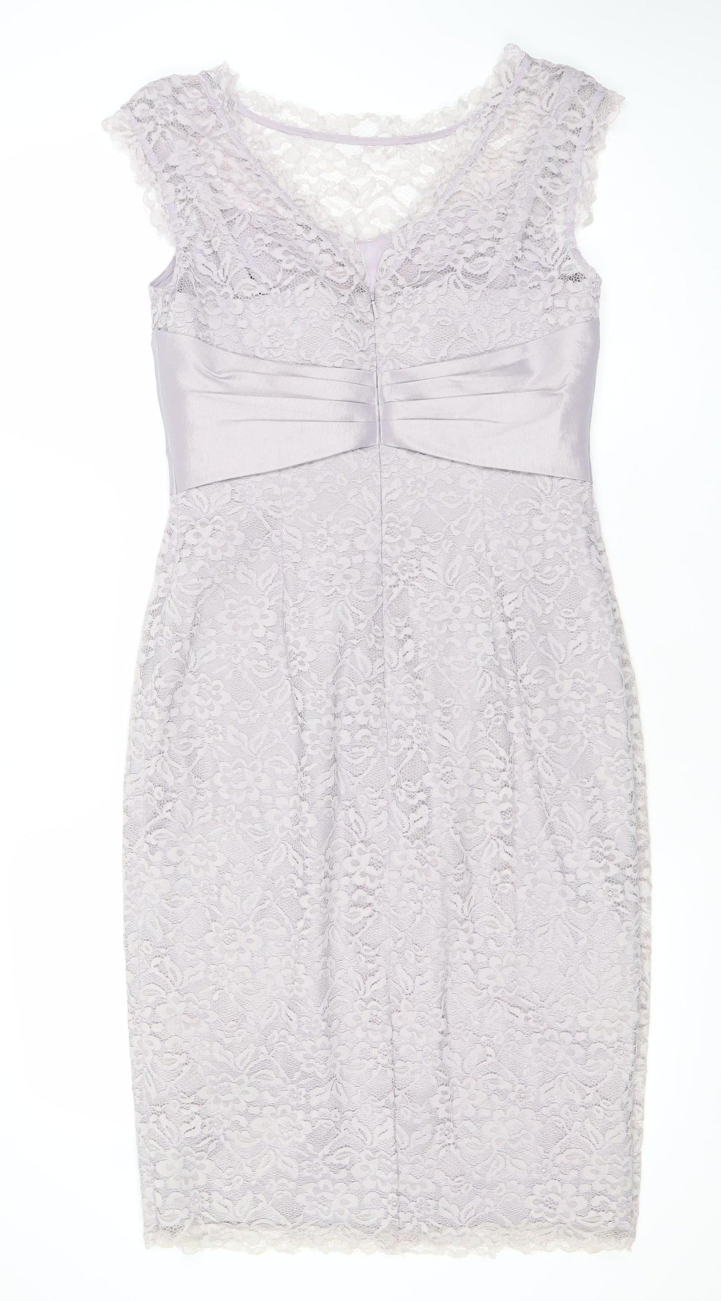 Ispritio Women’s Purple Lace Sheath Dress Size 10 V-Neck Cocktail