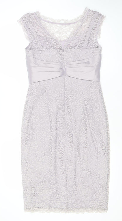 Ispritio Women’s Purple Lace Sheath Dress Size 10 V-Neck Cocktail