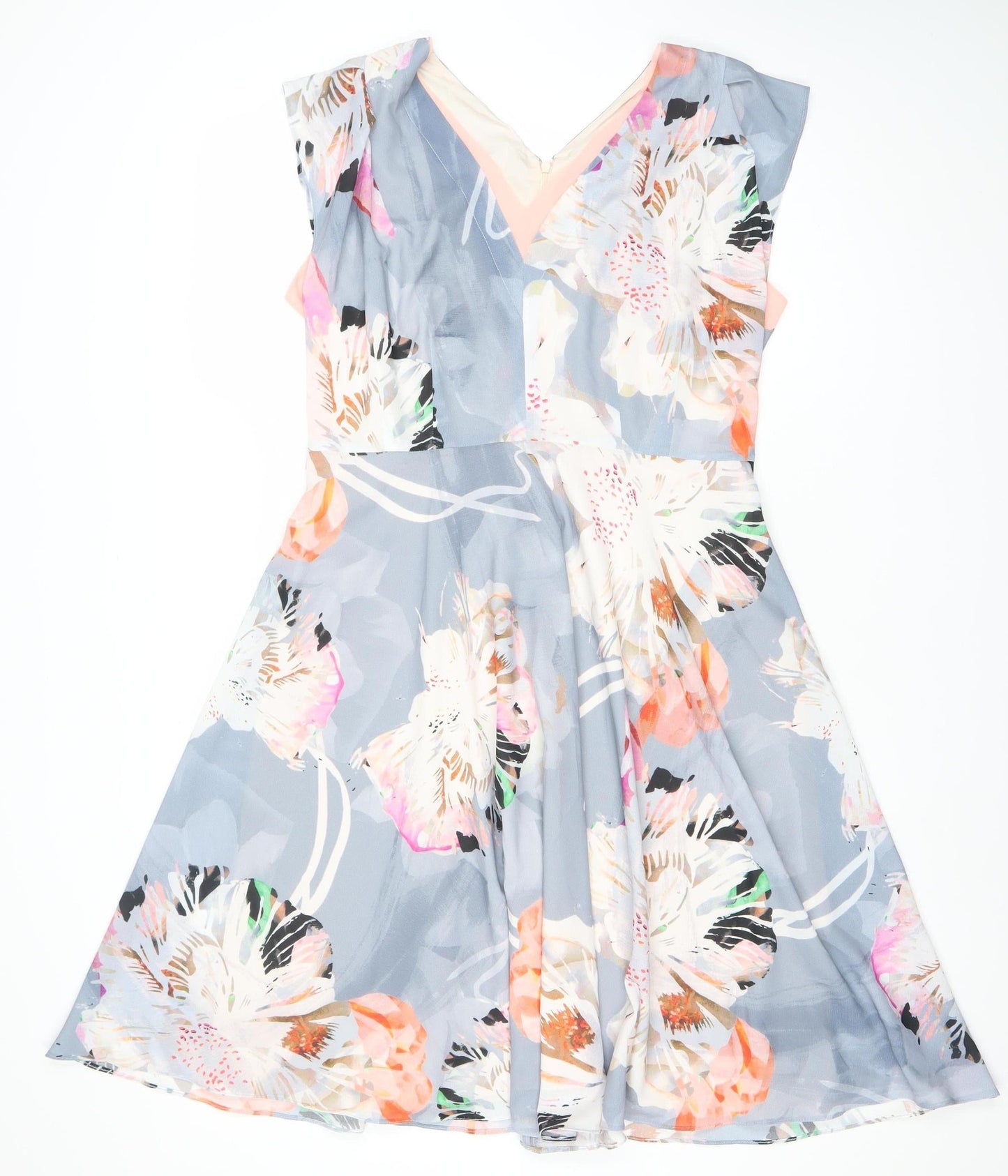 Fenn Wright Manson Womens Multicoloured Floral Fit & Flare Dress Size 14