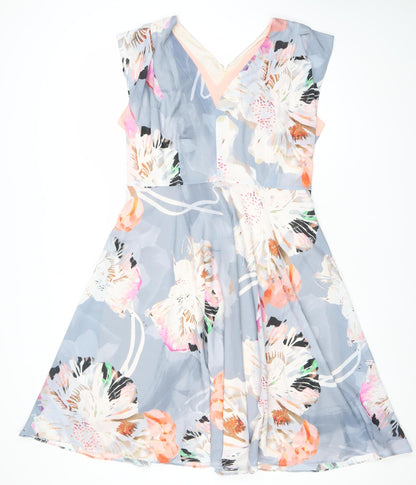 Fenn Wright Manson Womens Multicoloured Floral Fit & Flare Dress Size 14