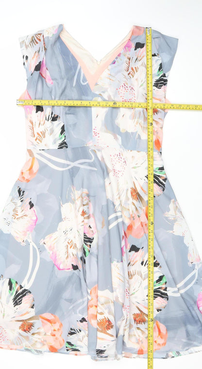 Fenn Wright Manson Womens Multicoloured Floral Fit & Flare Dress Size 14