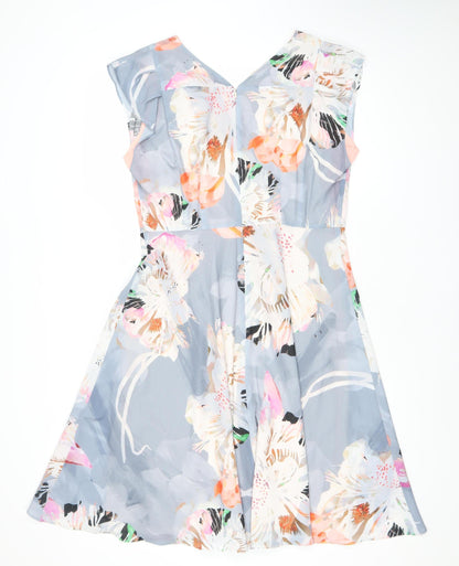 Fenn Wright Manson Womens Multicoloured Floral Fit & Flare Dress Size 14