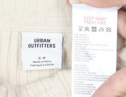 Urban Outfitters Women’s Beige Off Shoulder Ribbed Bodycon Dress S