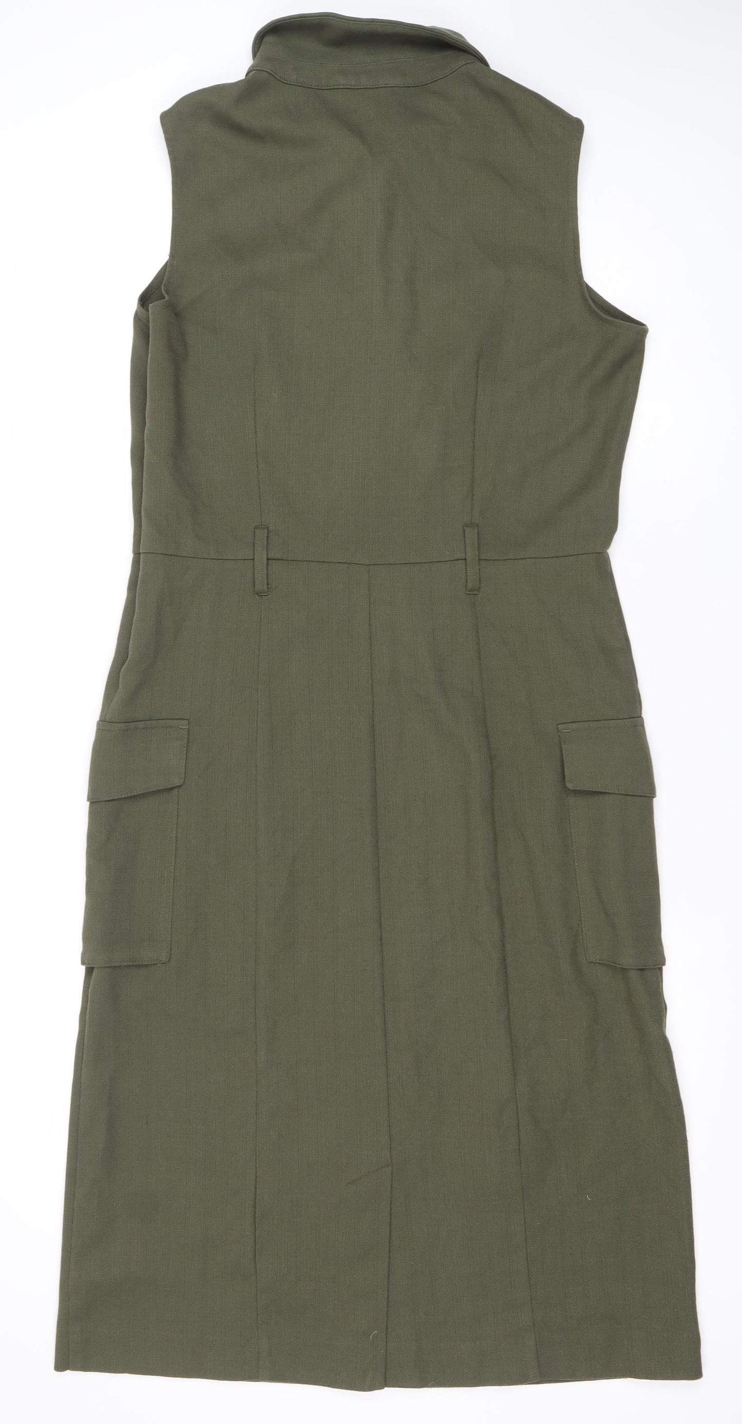 Next Women’s Green Shift Dress Size 12 Collared Sleeveless Workwear