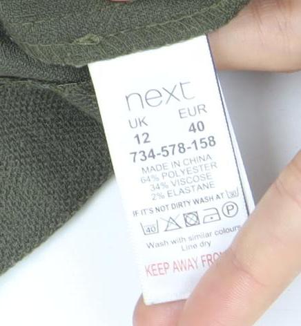 Next Women’s Green Shift Dress Size 12 Collared Sleeveless Workwear