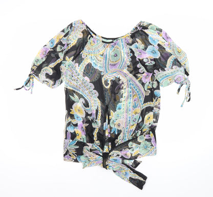 Miss Selfridge Womens Multicoloured Floral Sheer Blouse Size 8