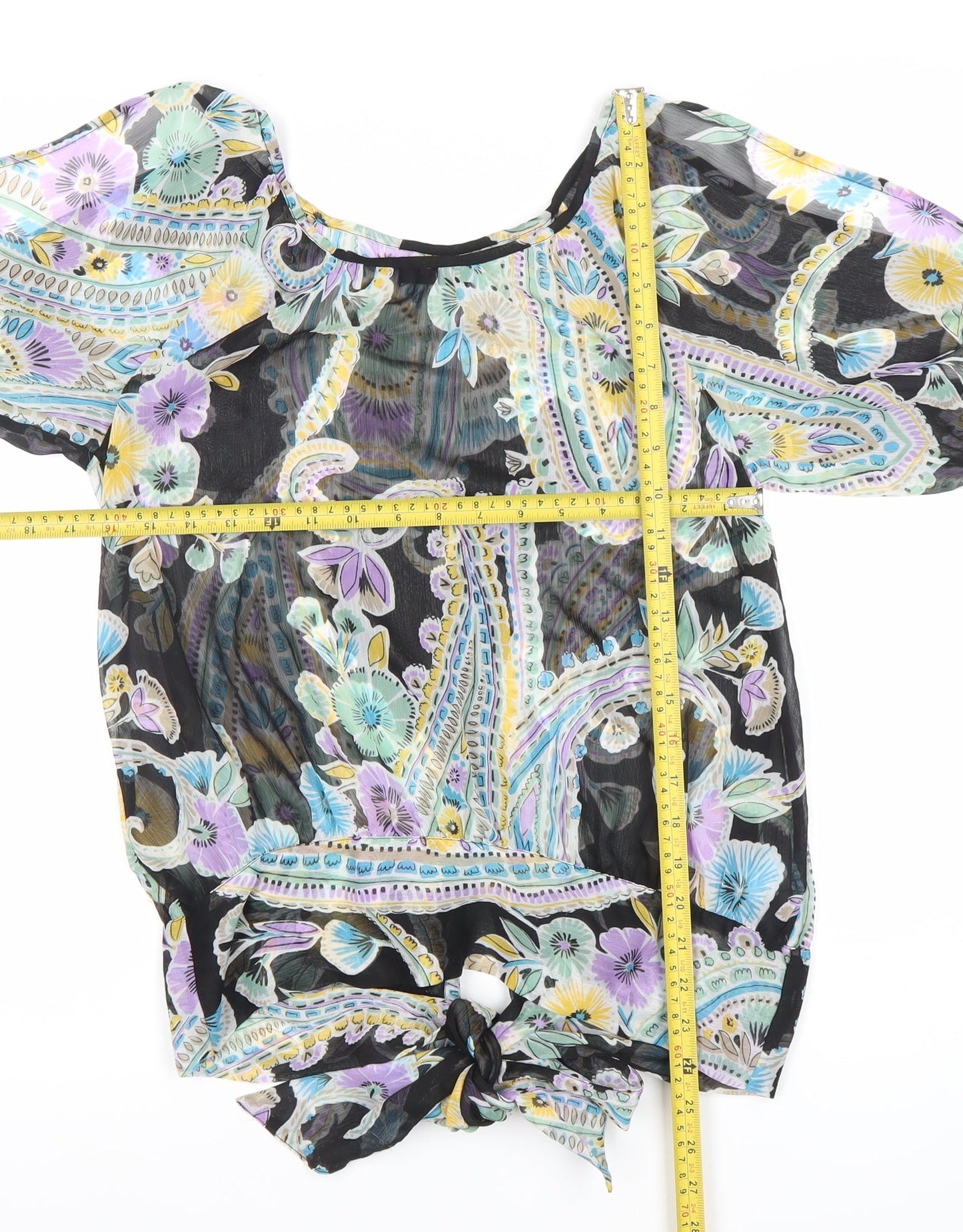 Miss Selfridge Womens Multicoloured Floral Sheer Blouse Size 8