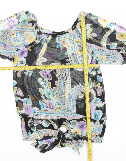 Miss Selfridge Womens Multicoloured Floral Sheer Blouse Size 8