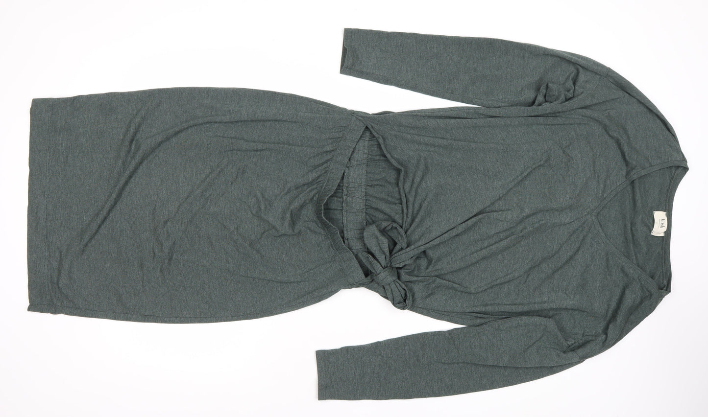 Hush Womens Green Bodycon Tie Waist Knee Length Dress Size S