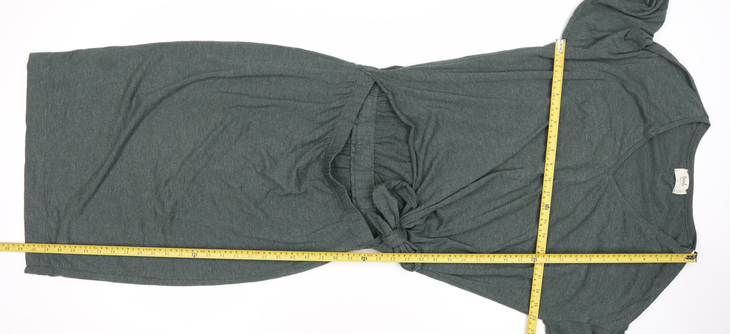 Hush Womens Green Bodycon Tie Waist Knee Length Dress Size S