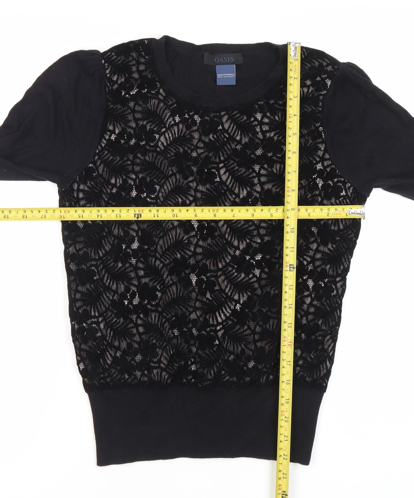 Womens UK Size S Oasis Black Basic Blouse