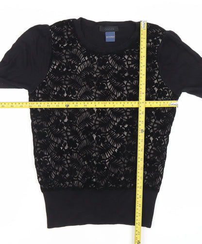 Womens UK Size S Oasis Black Basic Blouse