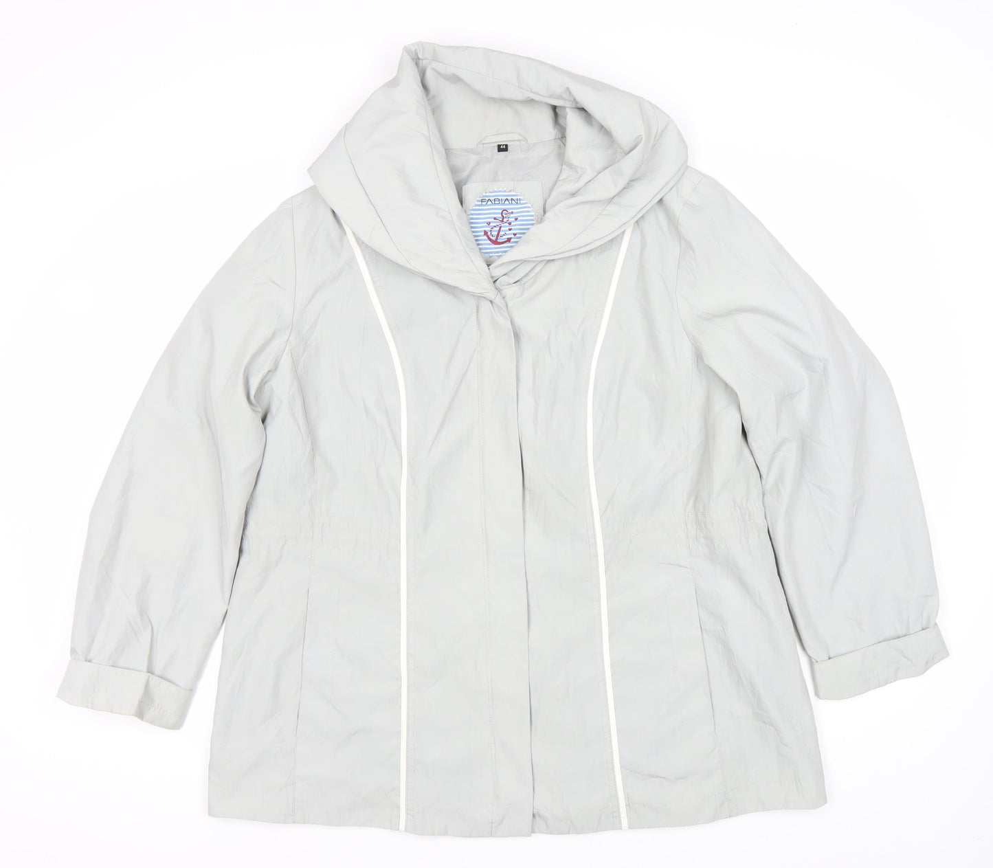 Fabiani Women Grey Hooded Rain Coat Jacket Size 16 Mid-Length