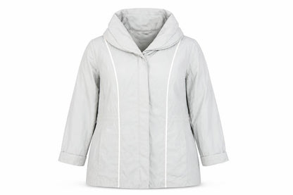 Fabiani Women Grey Hooded Rain Coat Jacket Size 16 Mid-Length