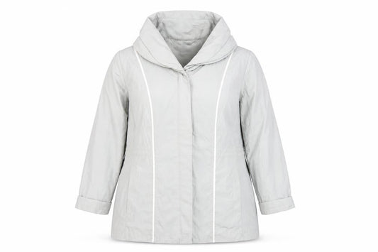 Fabiani Women Grey Hooded Rain Coat Jacket Size 16 Mid-Length