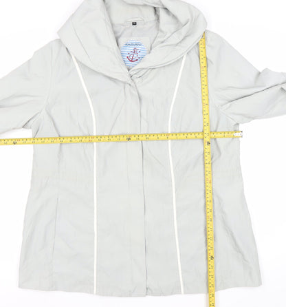 Fabiani Women Grey Hooded Rain Coat Jacket Size 16 Mid-Length