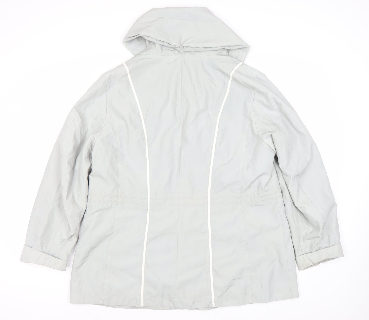 Fabiani Women Grey Hooded Rain Coat Jacket Size 16 Mid-Length